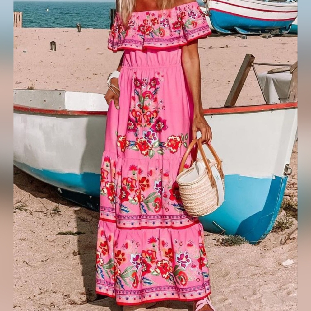 Summer Blossom Ruffle Maxi - Pink - Picture 7 of 8